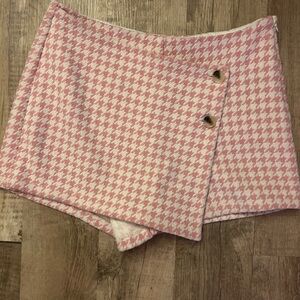 Stoosh Pink Houndstooth Mini Skirt